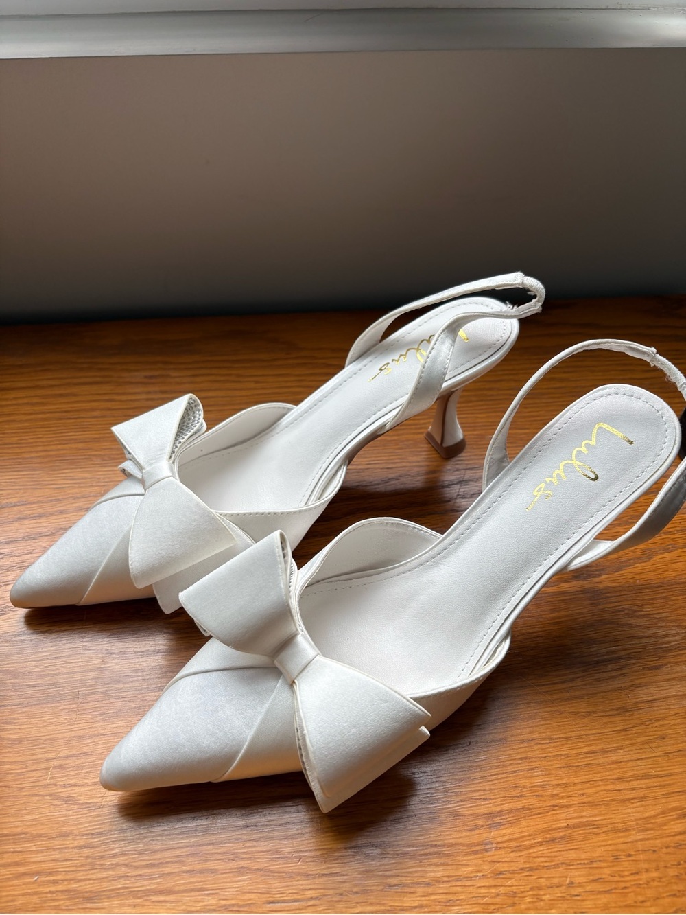 White Pointed Kitten Heels